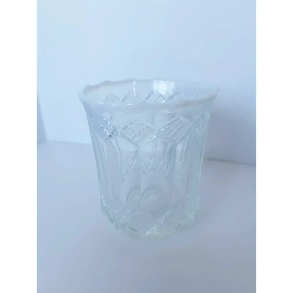 Mosser White Ice Blue Opalescent Glass Celery Vase Spooner